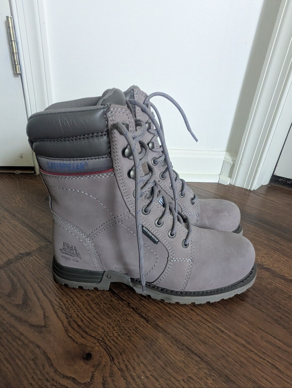 Caterpillar Women's Echo Waterproof Steel Toe Work Boots Frost Grey Size 8 Wide